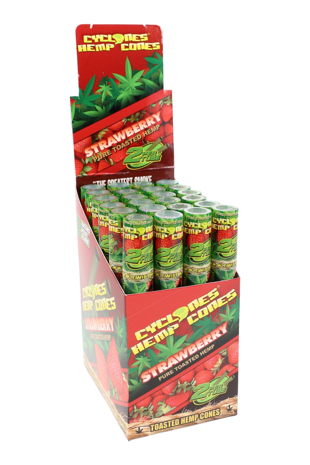 Cyclones 75mm Hemp Cones – 24-Tube Display – 2/Tube