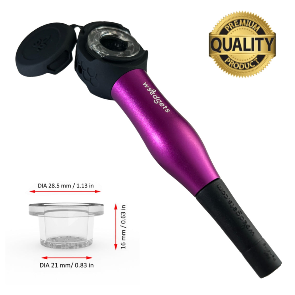 Weedgets Maze-X Pipe in Purple with Cough-Less Tech, Portable Design, and Measurements