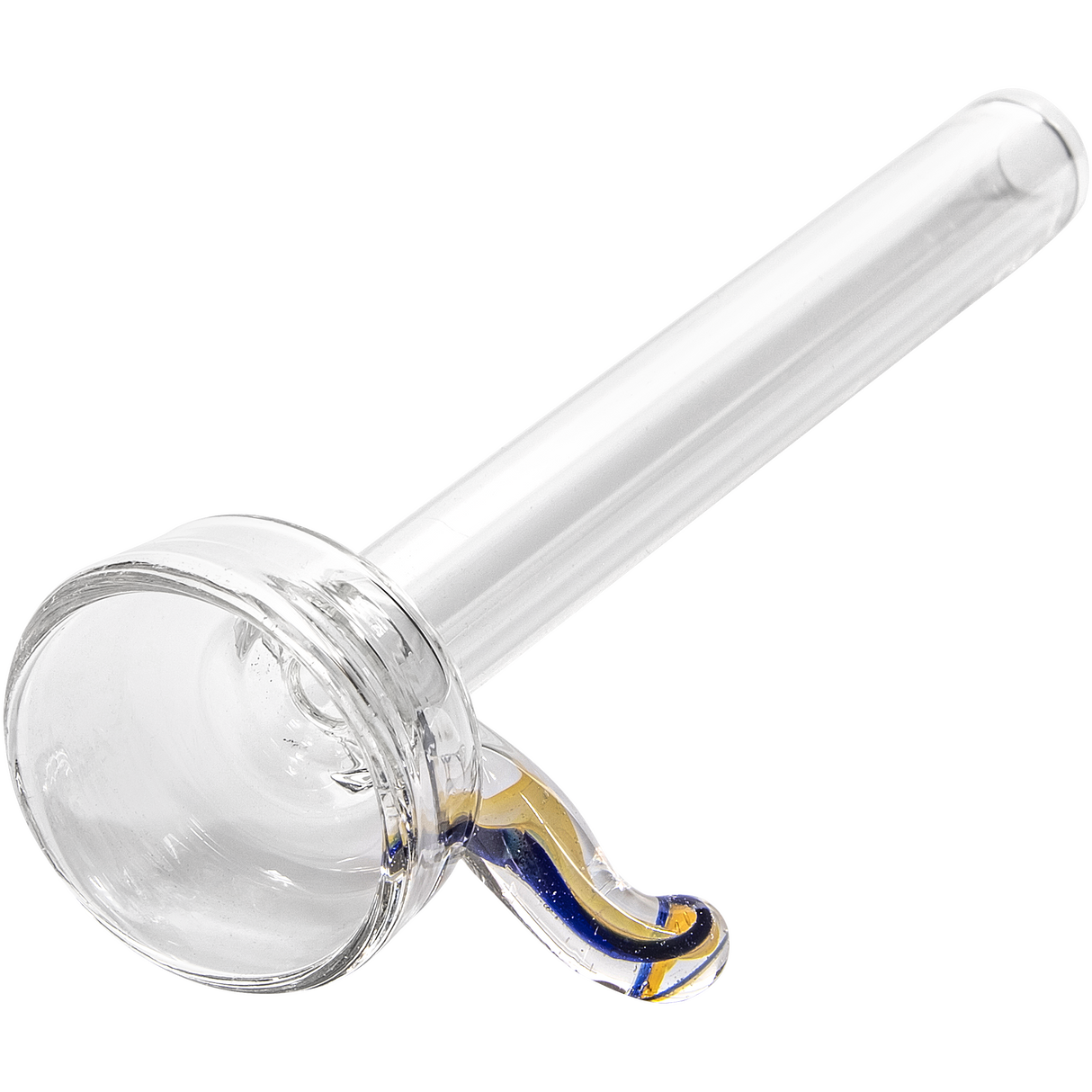LA Pipes 9mm Clear Dish Slide Bowl with Amber Handle for Pull-Stem Bongs, Angled View