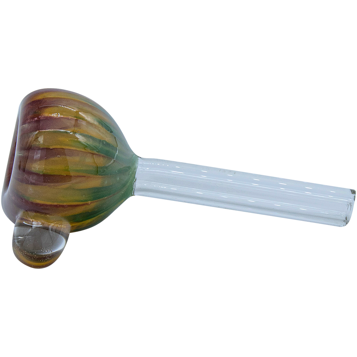 LA Pipes 9mm Rasta Slide Bowl for Bongs, Borosilicate Glass, Side View on White Background