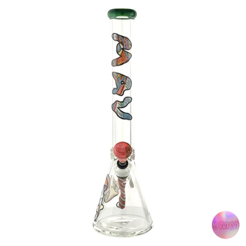 MAV Glass 18" Shroom Trip Bong Set front view, 9mm thick with Wig Wag Downstem & Lucky Goat Bowl