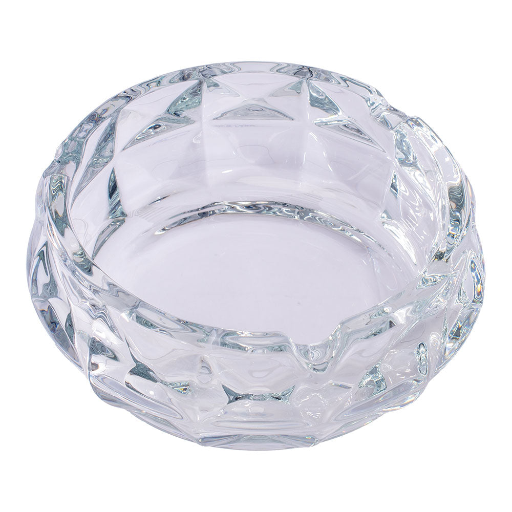 Fujima Exquisite Faceted 5" Glass Ashtray - Crystal Clear Top View