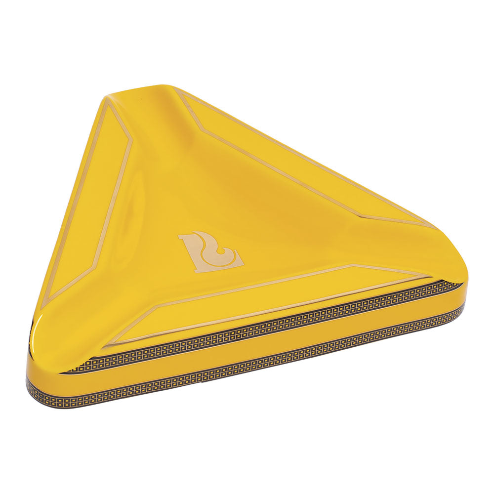 Lucienne Deco Triangle Ceramic Cigar Ashtray in Yellow, 8"x9" with Elegant Design - Top View