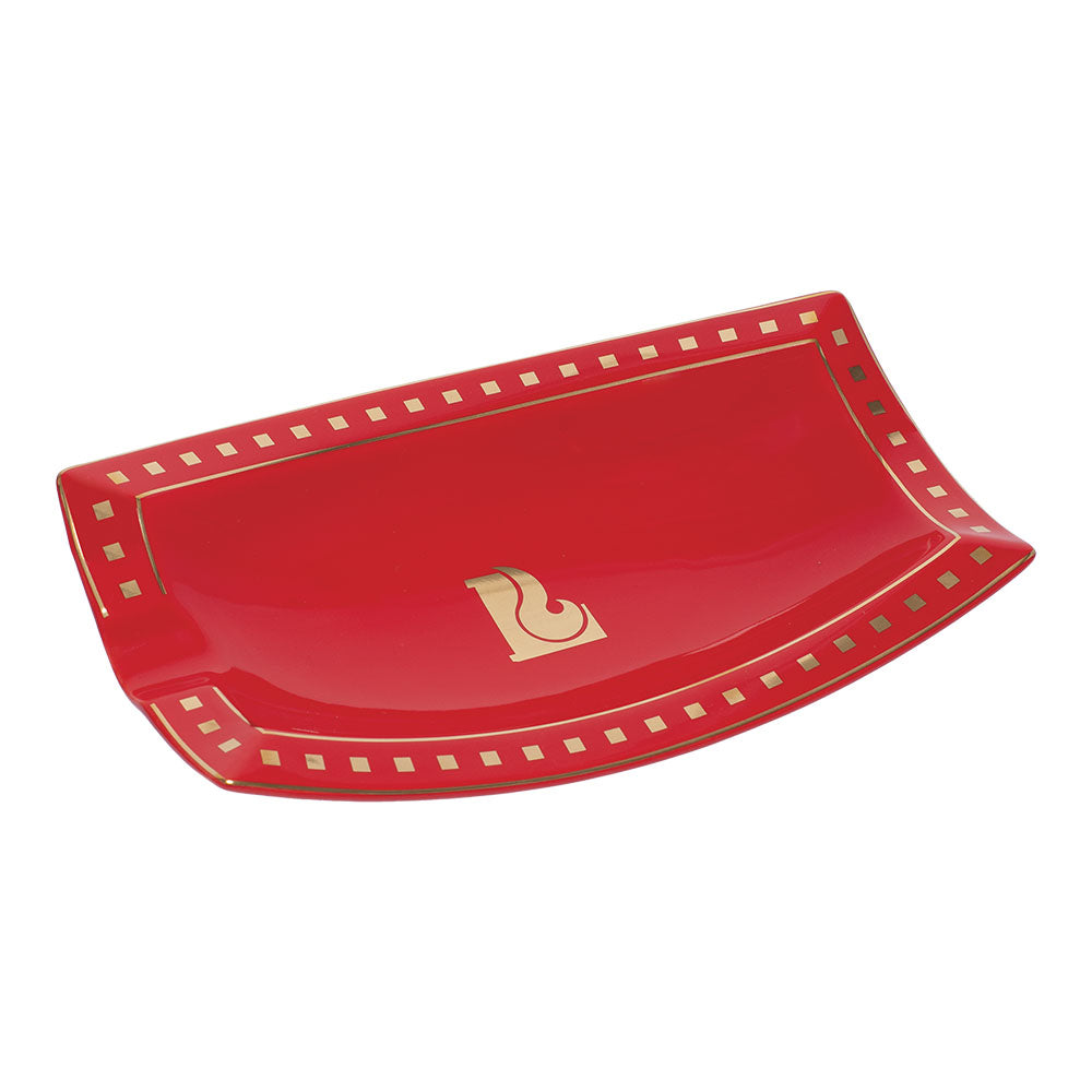 Lucienne Red Curved Rectangle Ceramic Cigar Ashtray - Top View