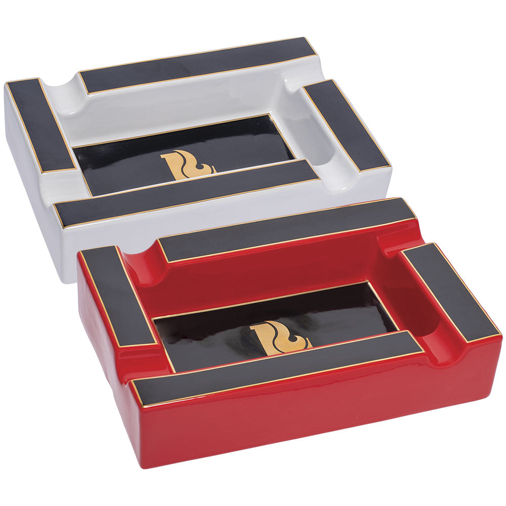 Lucienne Framed Rectangle Ceramic Cigar Ashtray in Red & Black - Top View