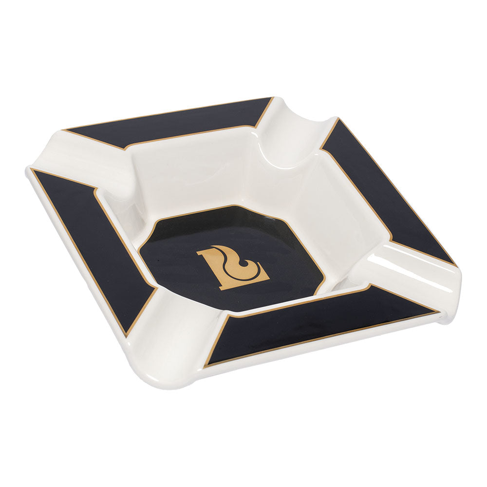Lucienne Special X Square Ceramic Cigar Ashtray in White with Gold Trim - Top View