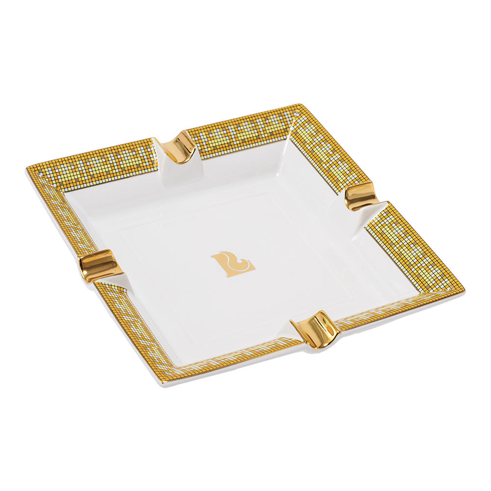 Lucienne Mosaic Border Square Ceramic Cigar Ashtray - 8.25" Top View