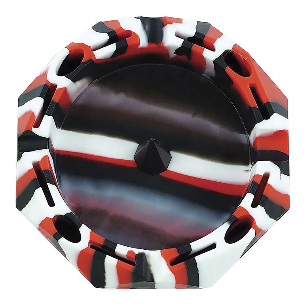 Fujima 4.5" Diamond Silicone Ashtray in Red, White, & Black - Durable & Easy to Clean