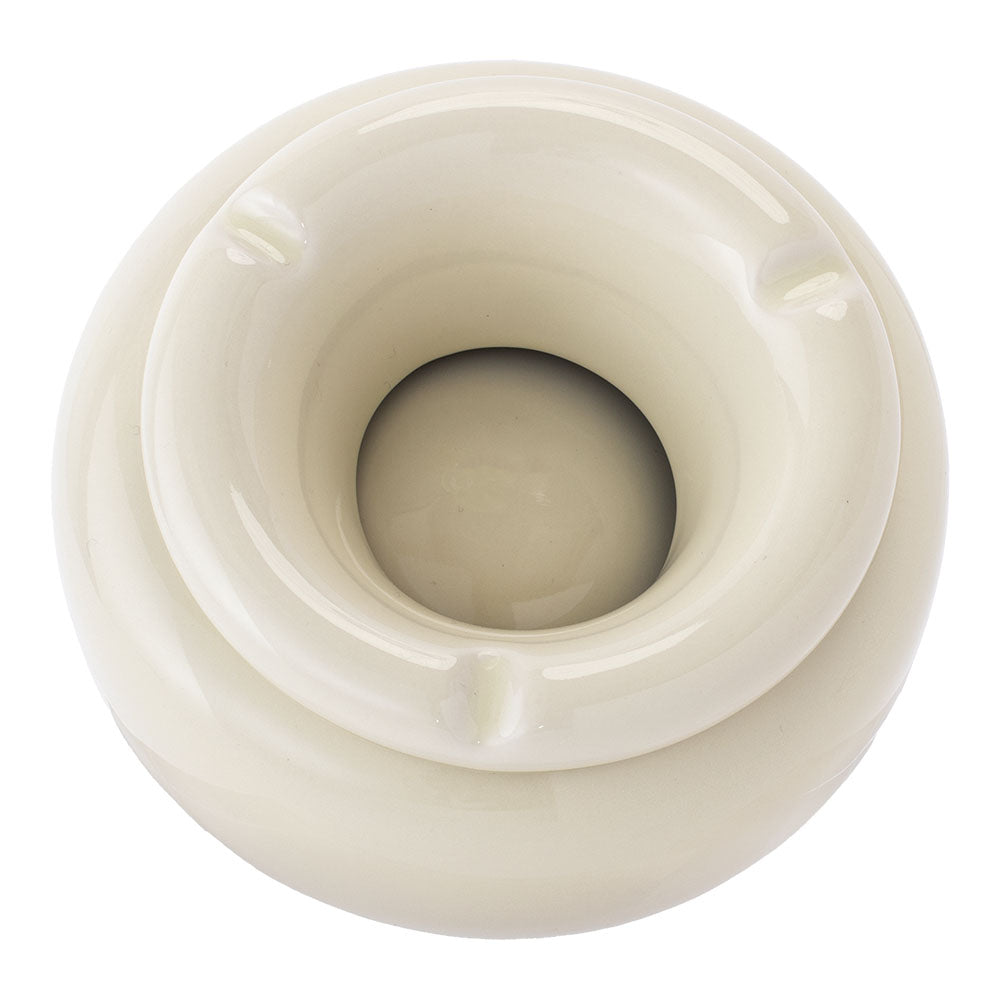 Fujima Moroccan White Pearl Ceramic Ashtray, 5" Top View on Seamless White Background