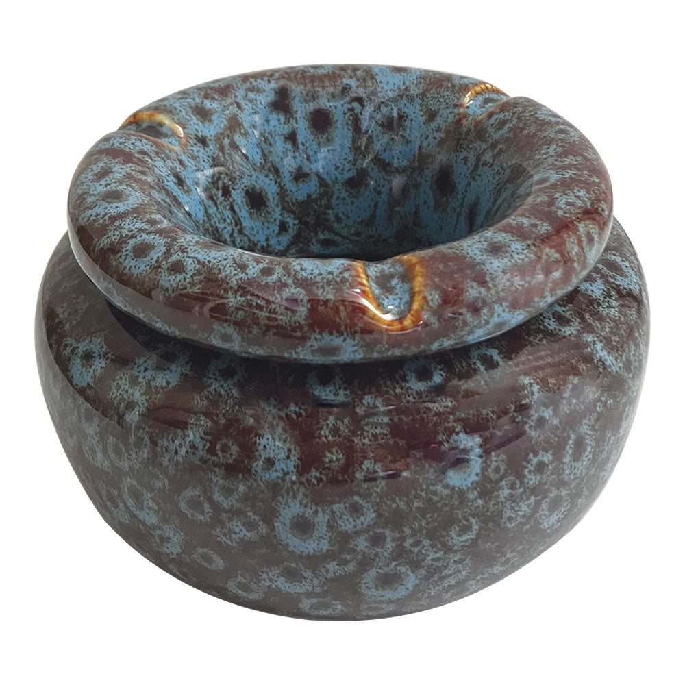 Fujima Moroccan Ceramic Ashtray in Reactive Blue, 5" size, perfect for stoner-mom home goods.