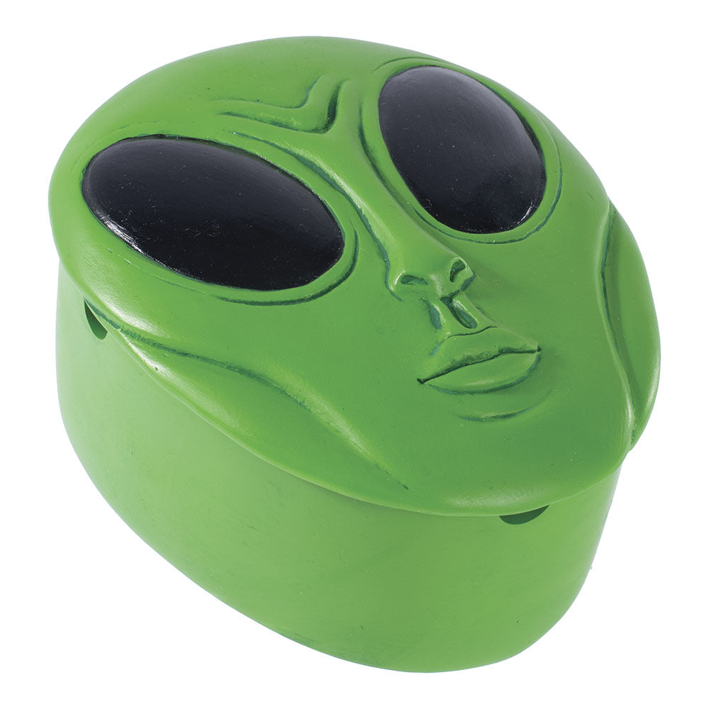 Fujima Green Alien Polyresin Ashtray, 4.75" x 3.75", Top View