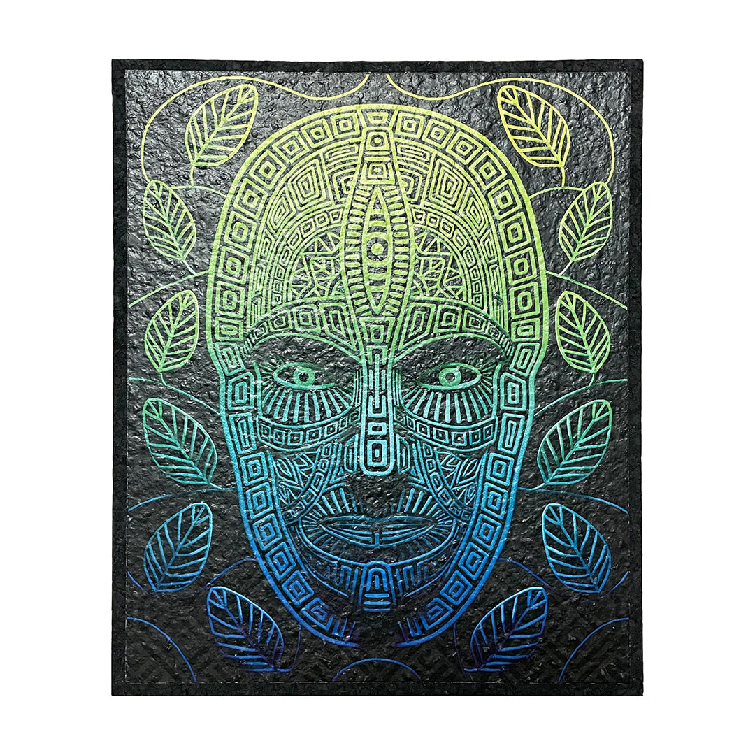 East Coasters 12" Ayasha Man Dab Mat, Front View with Vibrant Tribal Design