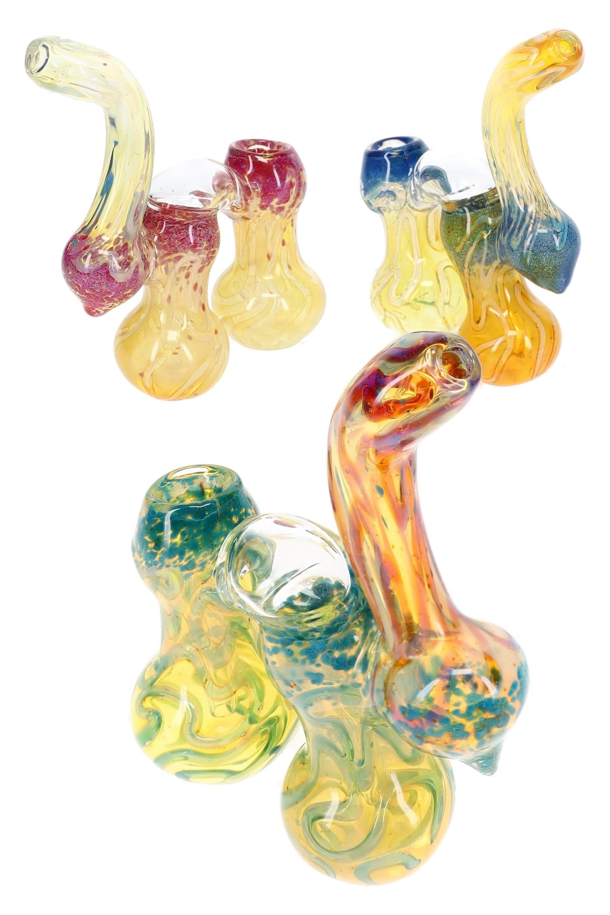 Fumed Frit Double-Chamber Sherlock Bubbler Camel Curl 7 inch alternate view