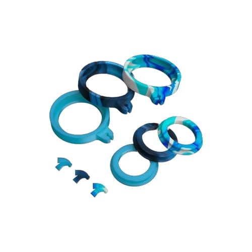 Dr. Dabber Switch Accessory Kit in Marine with glowing silicone seals and tweezer tips