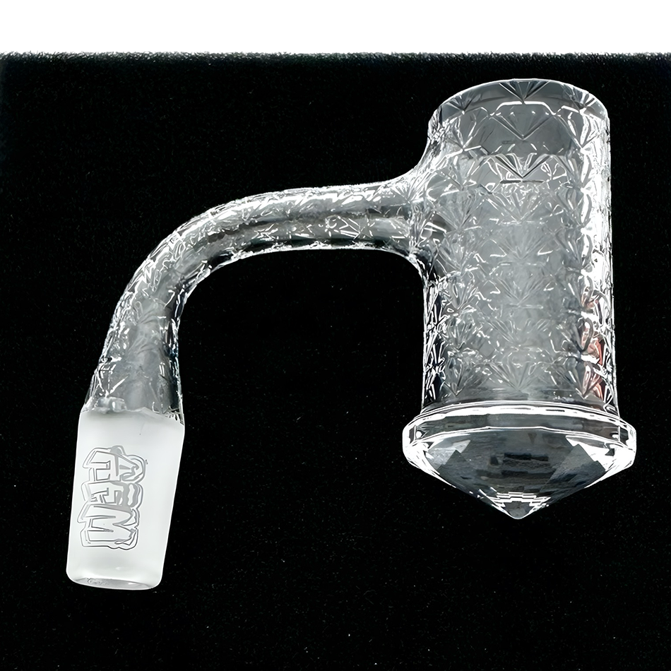 AFM Blazars Quartz Dab Banger Set with intricate design, clear view on black background