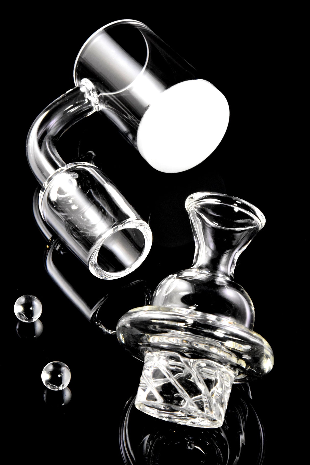 Quartz 14.5 & 18.8 mm Male Spinner Banger – Colored Bottom – Beads & Cap