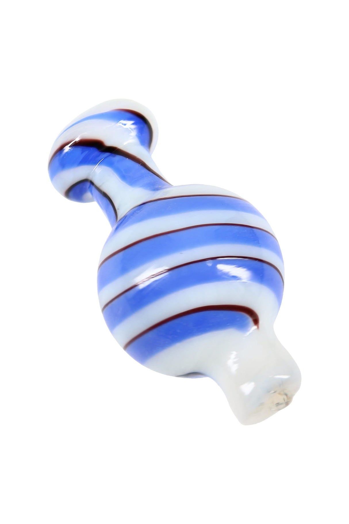 White Spiral Stripe Glass Carb Cap – Blue/Plum