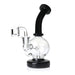 1Stop Glass Round Globe Dab Rig in Black with Inset Perc, 90 Degree Joint, Front View