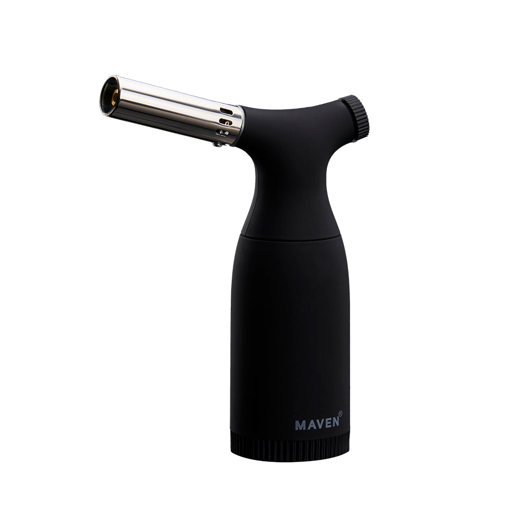 Maven Torch Ultra Black Windproof Jet Flame Lighter, front view on white background