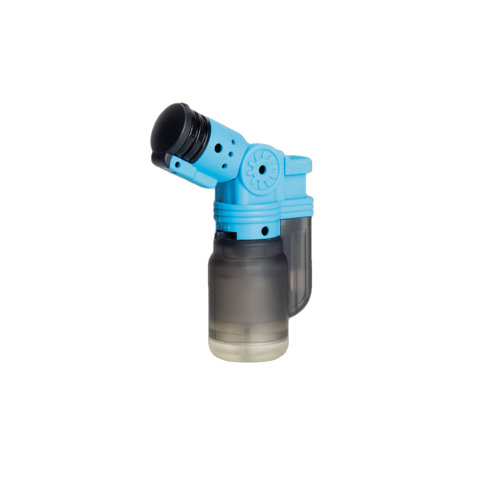 Maven Torch Tuner Lighter in blue, compact with windproof jet flame and adjustable head, front view