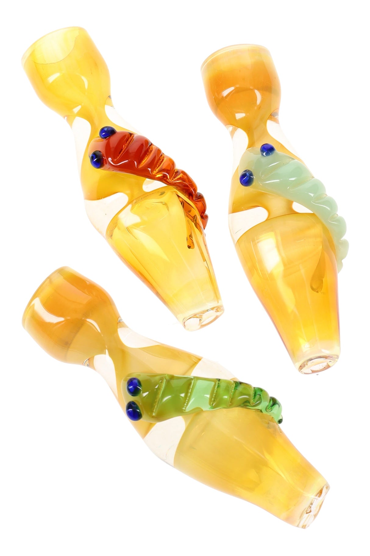 Gold Fumed Critter Chamber Glass Chillum “Crawly” – 3½″ – Assorted Colors
