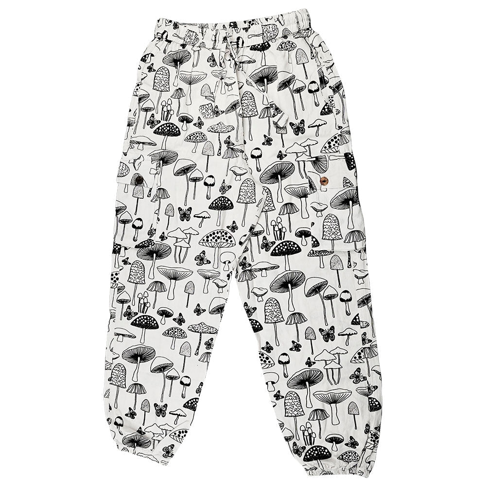 ThreadHeads White Mushroom Cargo Harem Pants, 40" Size, Comfort Fit with Pockets