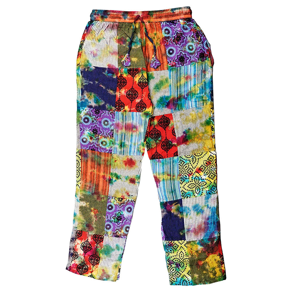 ThreadHeads Tie Dye Patchwork Drawstring Pants, 40", Multicolor Front View