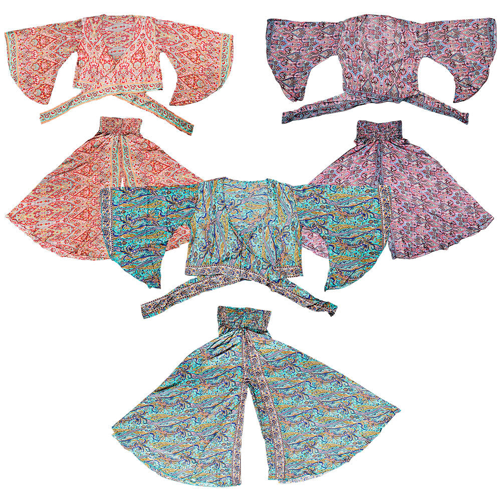 ThreadHeads Bohemian Wide Sleeve Suits in various colors, displayed flat, free size, perfect for stoner-mom style