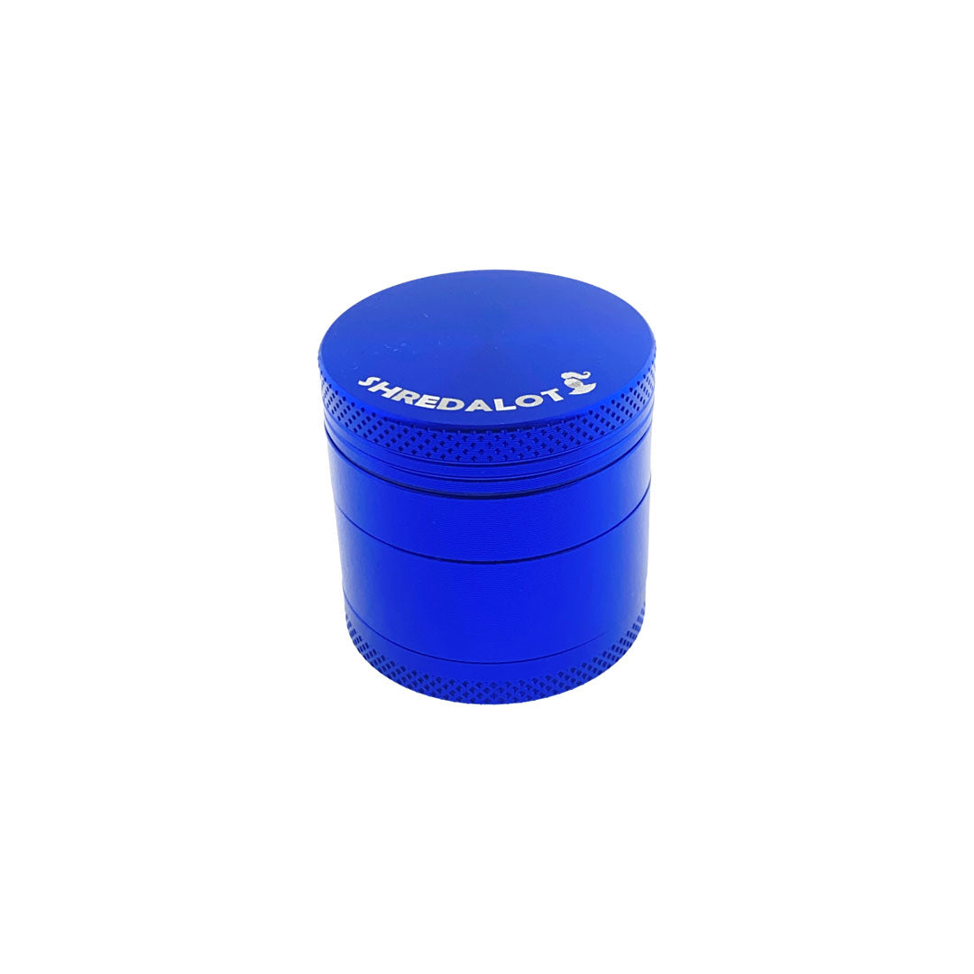 Sir Shredalot 4-part Grinder in blue, 40mm, compact design, front view on white background