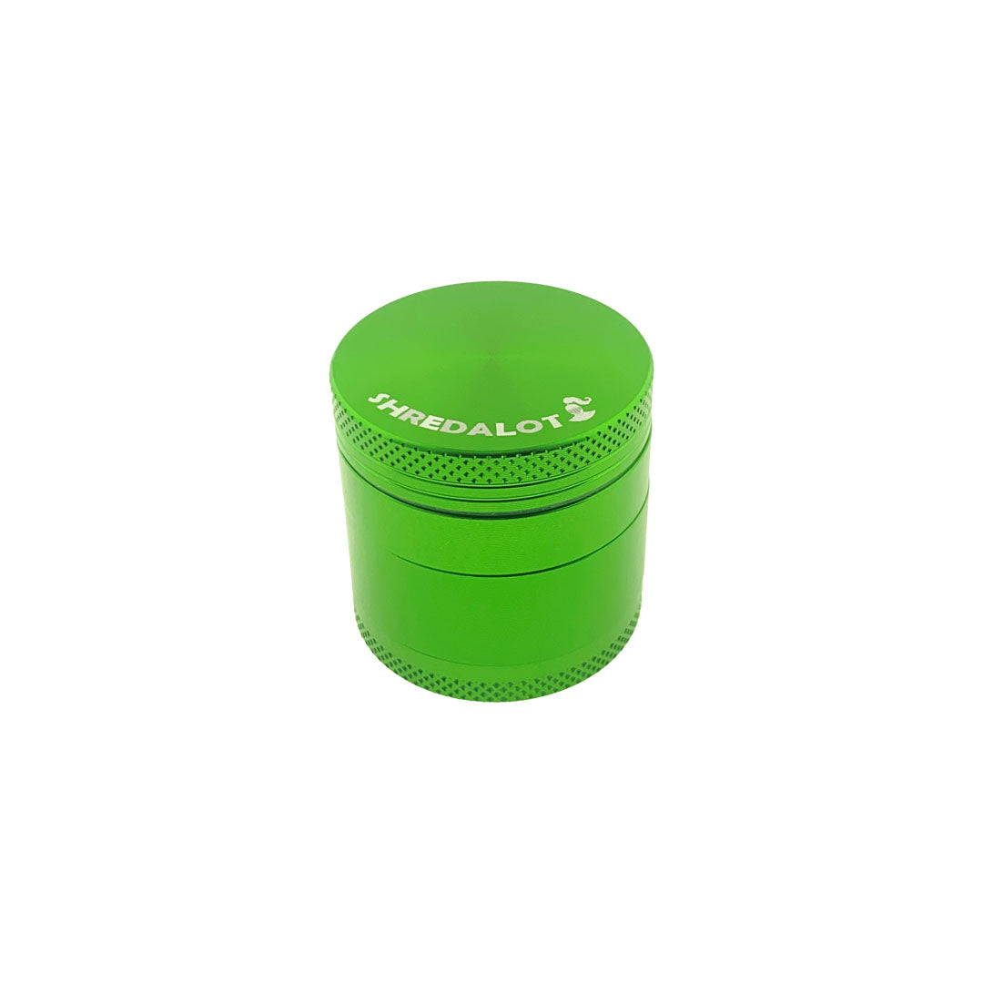 Sir Shredalot 4-part Grinder 40mm in vibrant green with logo, front view on white background