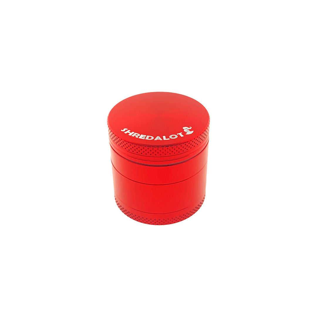 Sir Shredalot 4-part Grinder in Red, 40mm, Compact Design, Front View on White Background
