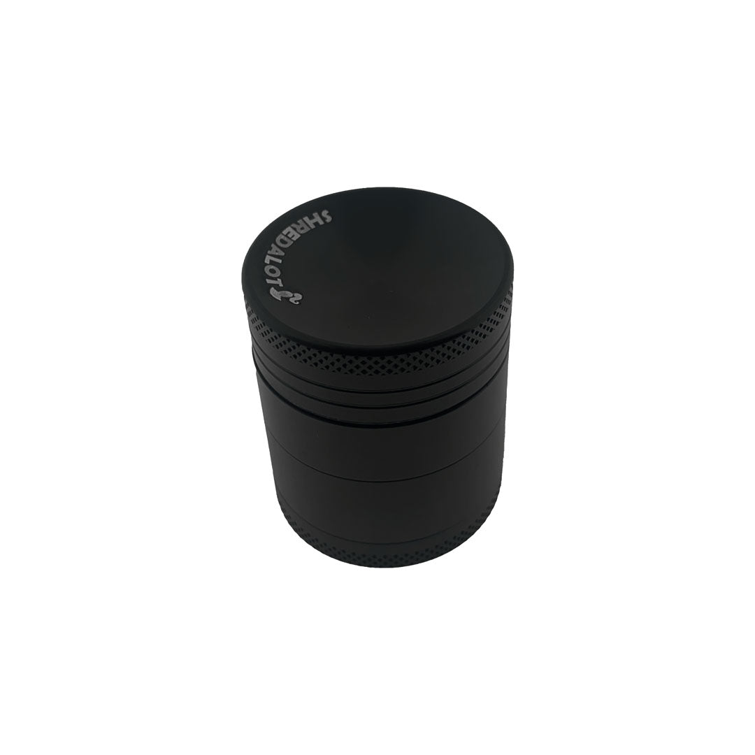 Sir Shredalot 4-Part Grinder 40mm with Carved Lid and Textured Grip - Top View