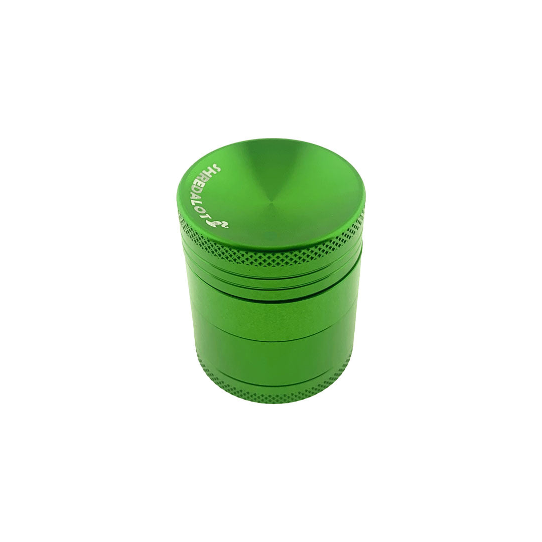Sir Shredalot 4-Part Grinder 40mm with Carved Lid in Green - Front View
