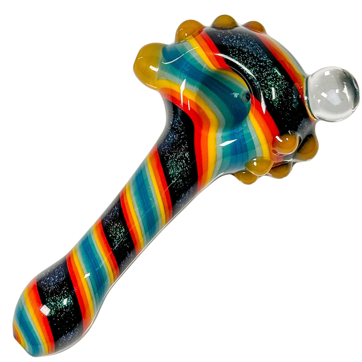 Crush Eye Candy Opal & Dichro Spiral Hand Pipe in Yellow - 4.5" with Artisan Design