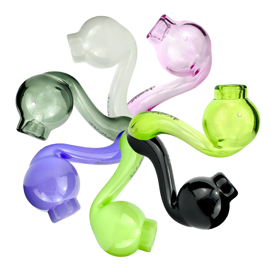 AFM Iris Glass Screen Hand Pipes in Assorted Colors, Top View, Borosilicate Spoon Design