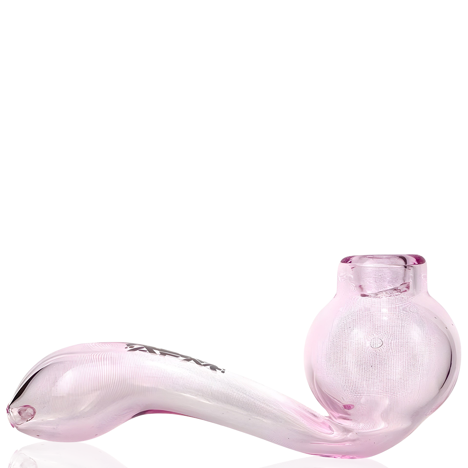 AFM 5.5" Iris Glass Screen Hand Pipe in Pink, Classic Spoon Shape, Side View