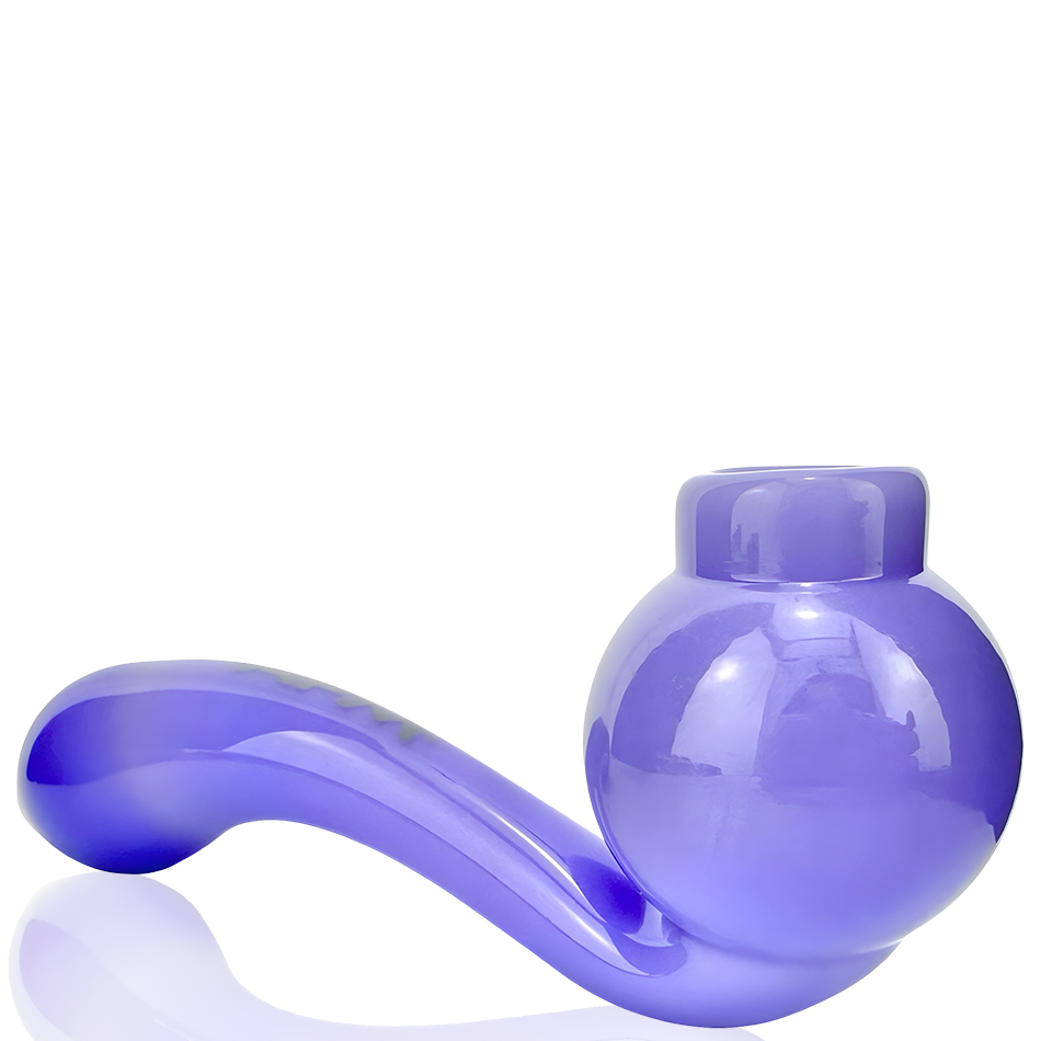 AFM 5.5" Iris Glass Screen Hand Pipe in Purple - Side View on Seamless White Background