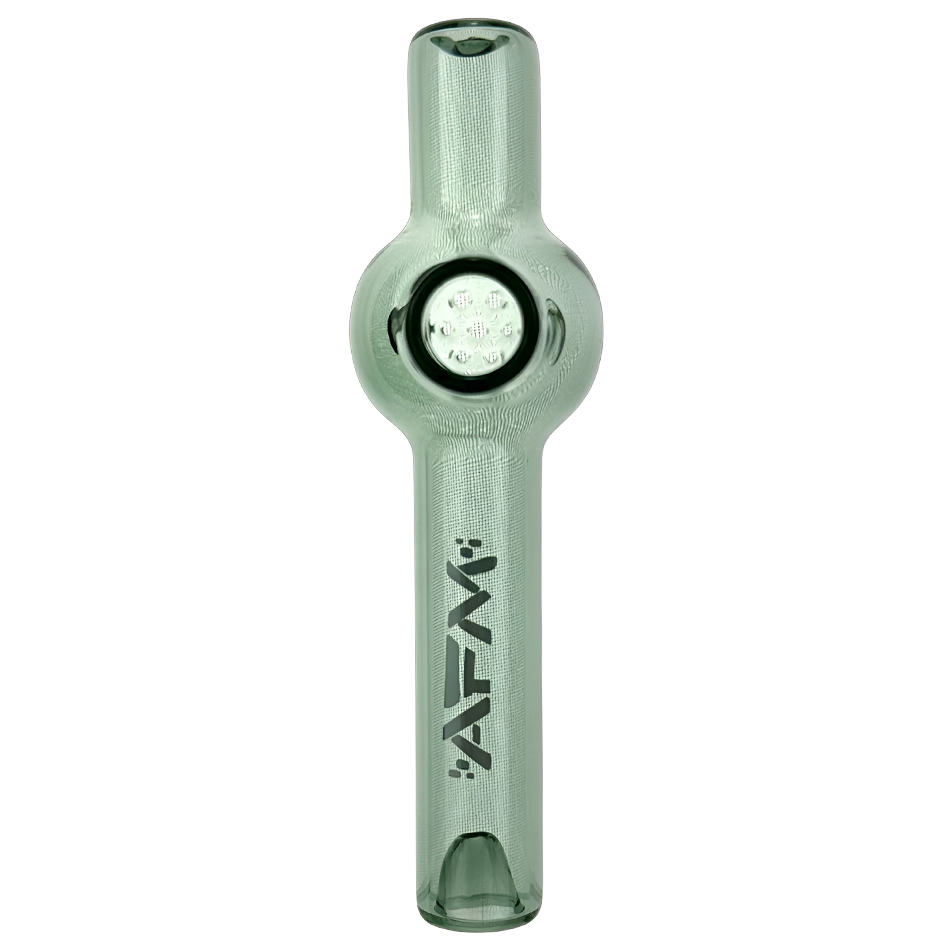 AFM 4.5" Poppy Glass Screen Hand Pipe in Green Borosilicate, Front View