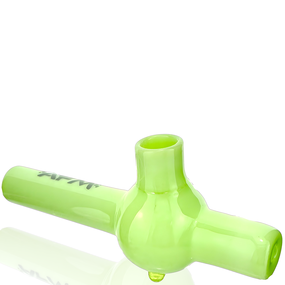 AFM 4.5" Poppy Glass Screen Hand Pipe in Neon Green with Borosilicate Glass