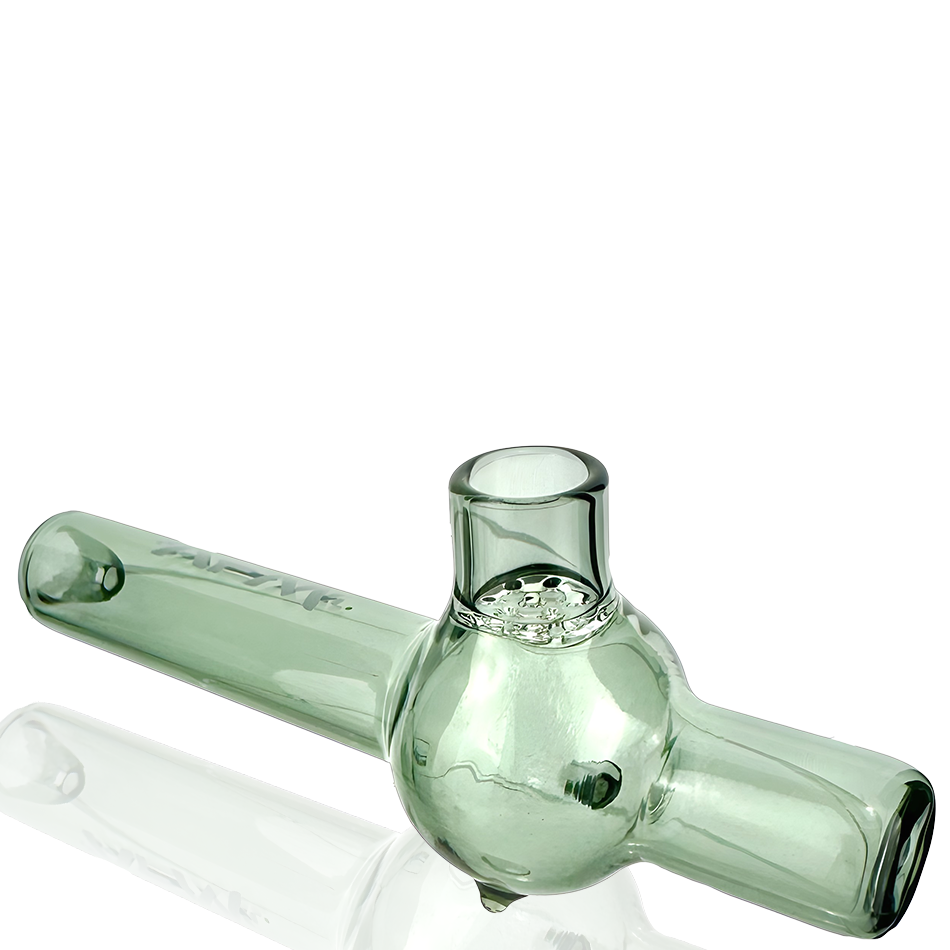AFM 4.5" Poppy Glass Hand Pipe with Built-in Screen, Angled Side View on White