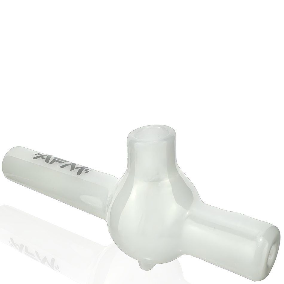 AFM 4.5" Poppy Glass Screen Hand Pipe with Borosilicate Glass, Side View on White Background
