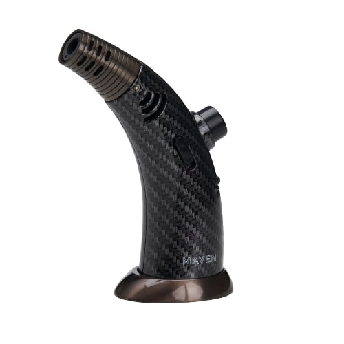 Maven Torch Firehorn Butane Dab Rig Torch in Carbon Fiber with Adjustable Flame and Safety Lock