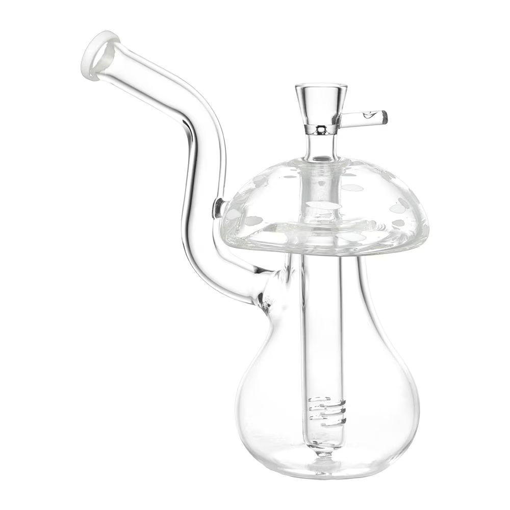Clear Mushroom Glass Water Pipe | 6.5" | 14mm F