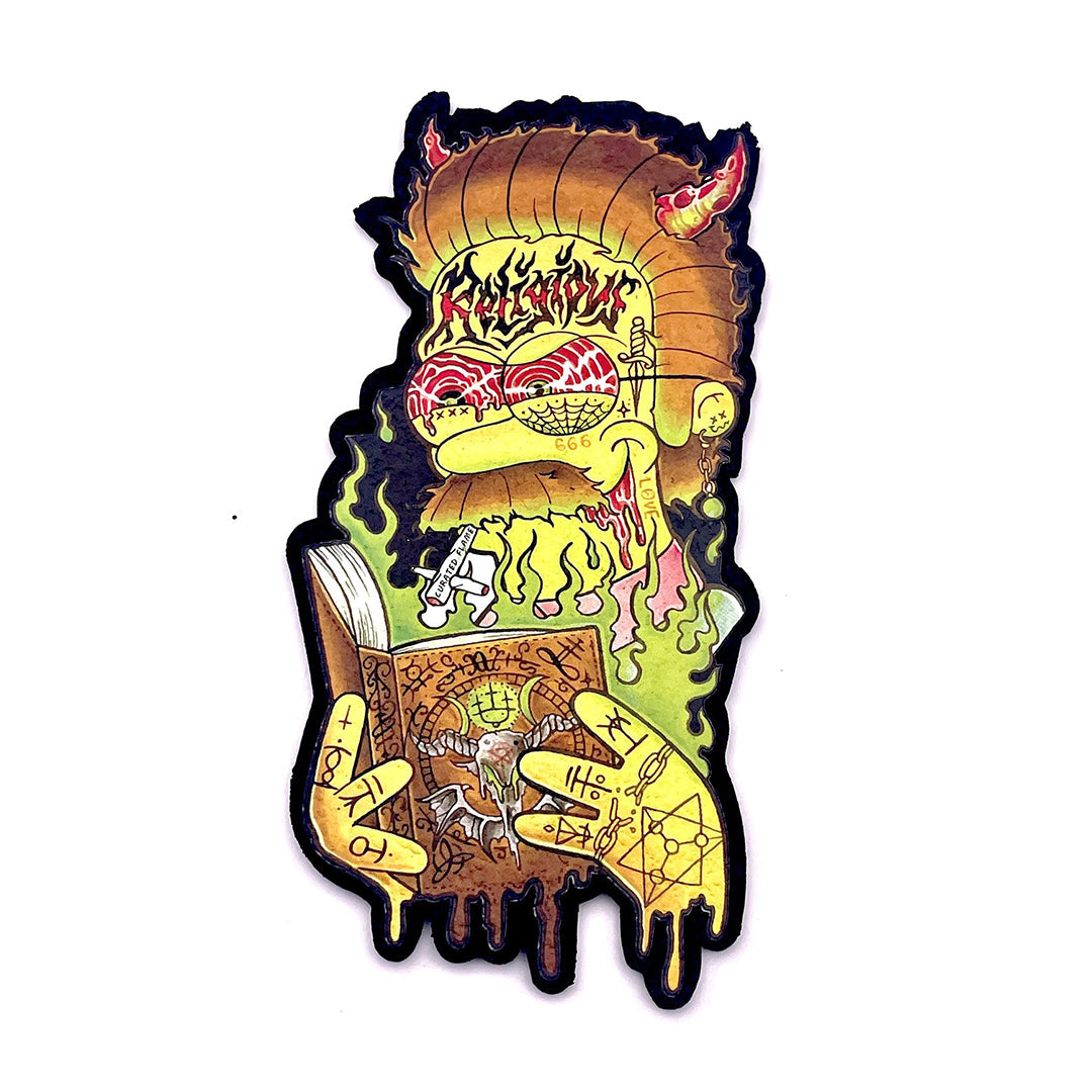 East Coasters 10" Curated Flame Ned Dab Mat, Colorful Cartoon Artwork Design, Front View