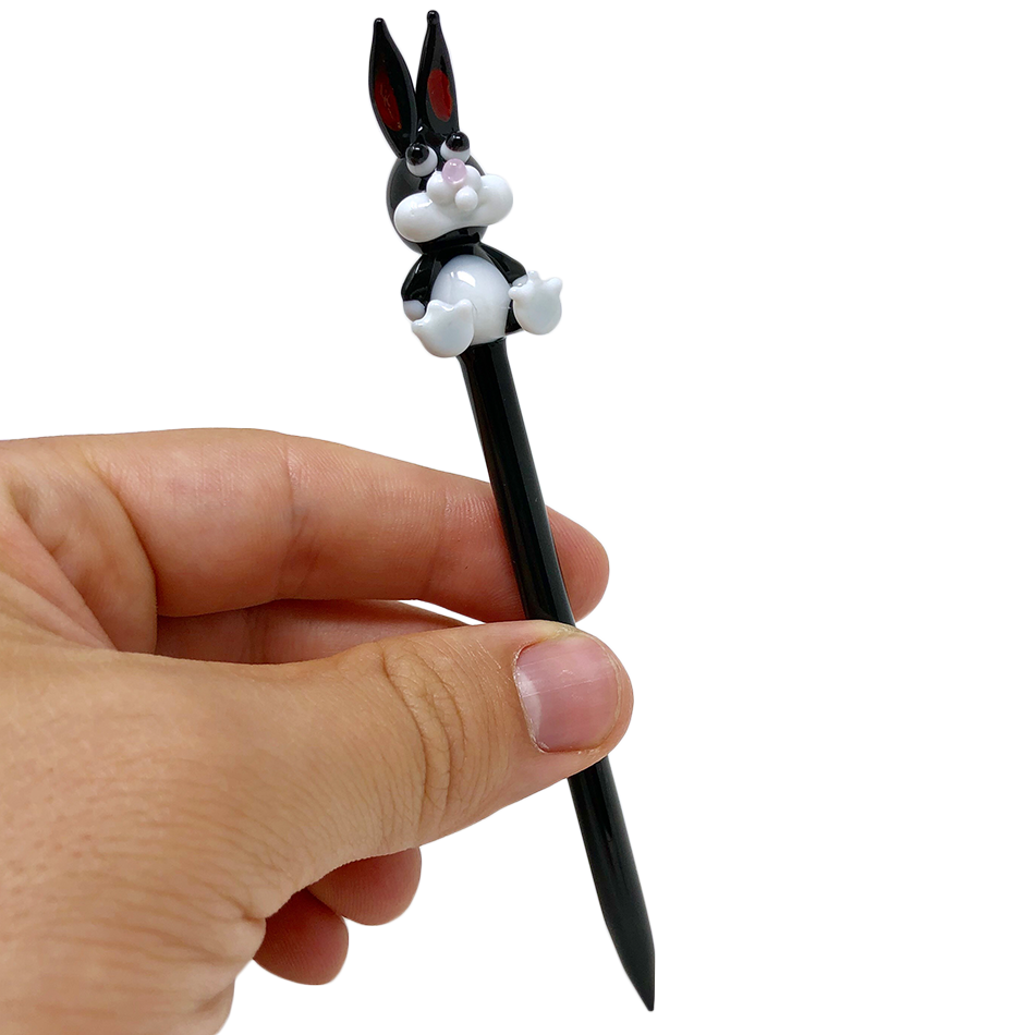 AFM Bunny Glass Dabber Tool V2.0 in hand, featuring a cartoon bunny top and sleek design