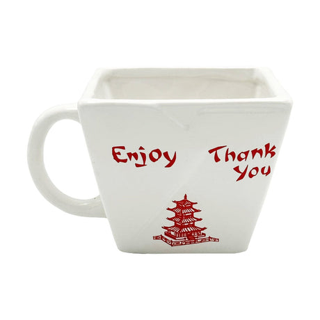Ceramic Chinese Takeout Mug - 13oz with Pagoda Design - Front View