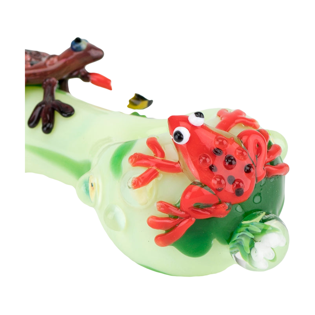Empire Glassworks Ribbit Small Spoon Pipe with Intricate Frog Design on Top