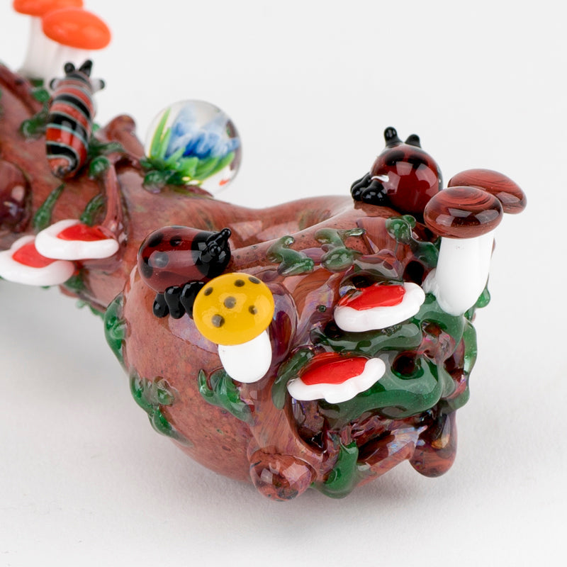 Empire Glassworks Bug's Life Small Spoon Pipe with detailed insect and mushroom art