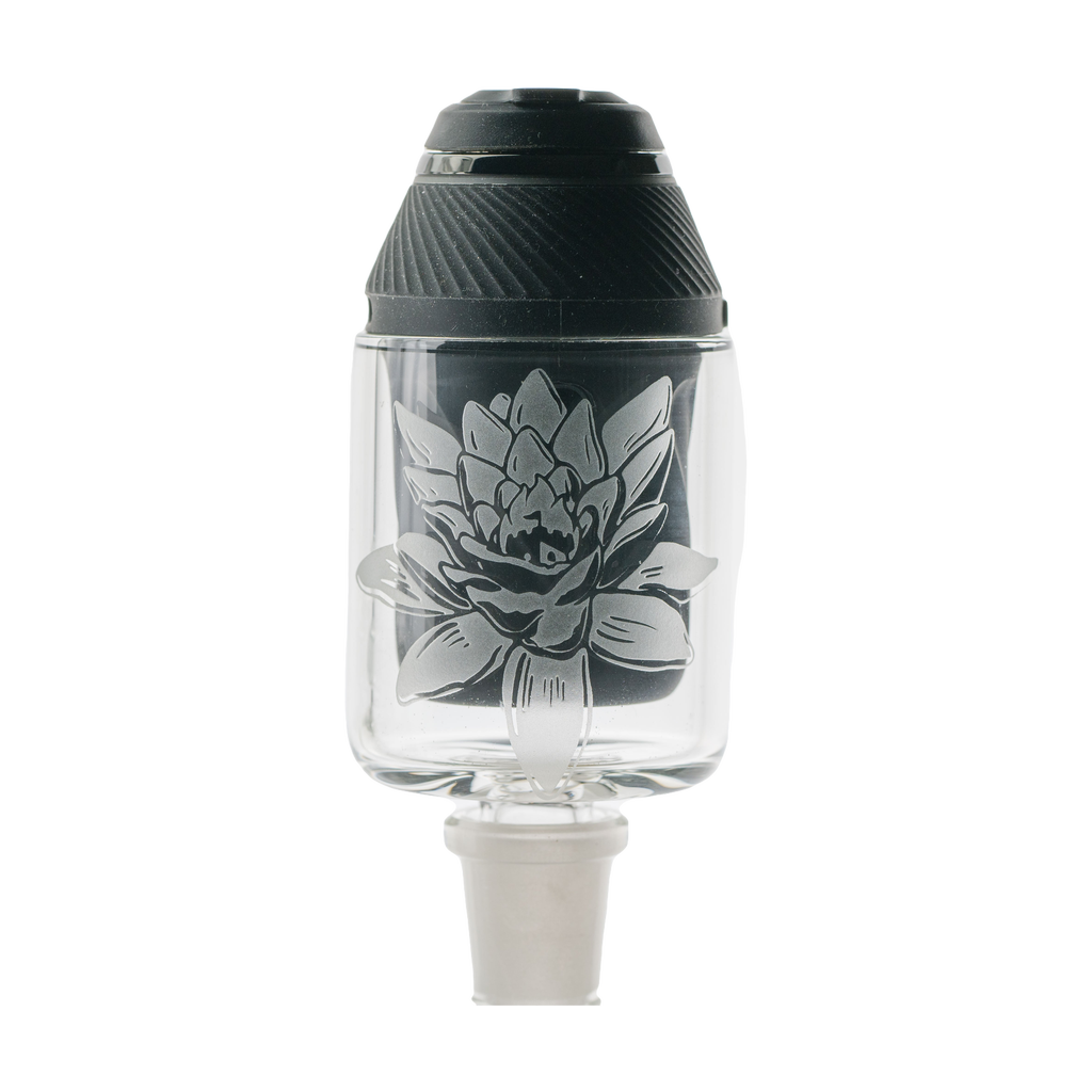 Empire Glassworks Frosty Lotus Puffco Proxy Attachment, Clear Borosilicate Glass, Side View