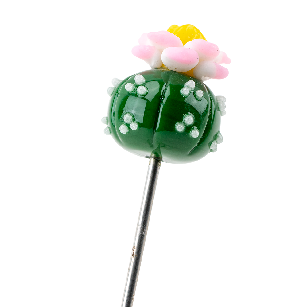 Empire Glassworks Peyote Poker with Intricate Cactus and Flower Design, Borosilicate Glass